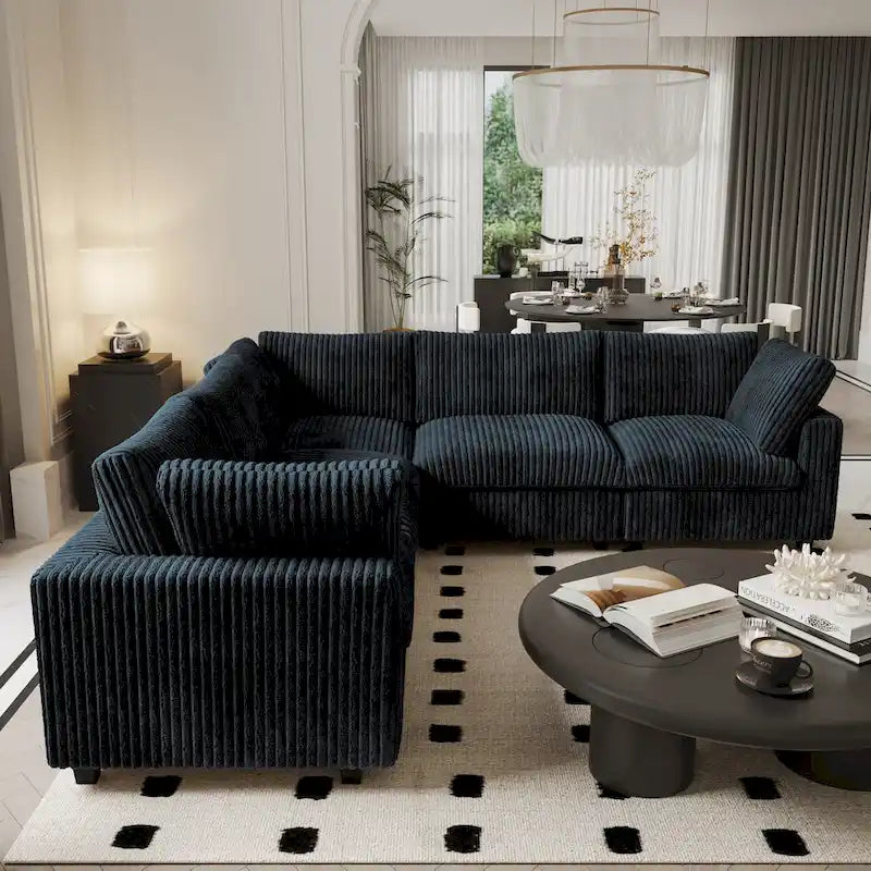 Modular Sectional Couch, Convertible V Shaped Sofa for Living Room, Deep Seat Cloud Sectional Couch, 5 Seat Comfy Modular Sofa