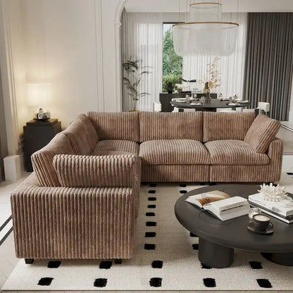 Modular Sectional Couch, Convertible V Shaped Sofa for Living Room, Deep Seat Cloud Sectional Couch, 5 Seat Comfy Modular Sofa