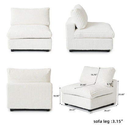 Modular Sectional Couch, Convertible V Shaped Sofa for Living Room, Deep Seat Cloud Sectional Couch, 5 Seat Comfy Modular Sofa