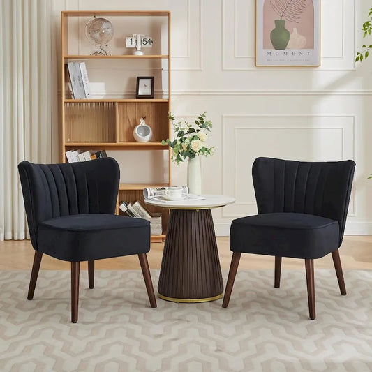 Modern Velvet Accent Chair, Soft Upholstered Living Room Chair with Wooden Legs