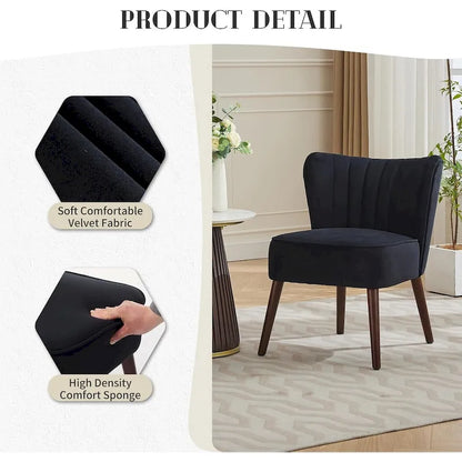 Modern Velvet Accent Chair, Soft Upholstered Living Room Chair with Wooden Legs