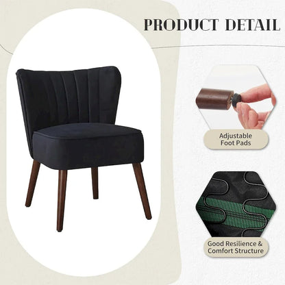 Modern Velvet Accent Chair, Soft Upholstered Living Room Chair with Wooden Legs