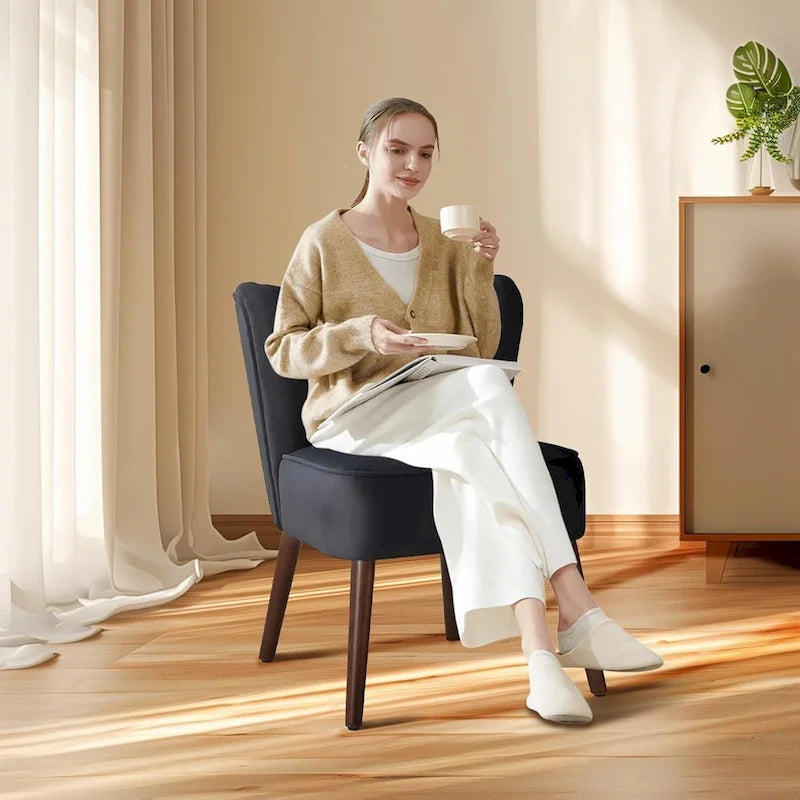 Modern Velvet Accent Chair, Soft Upholstered Living Room Chair with Wooden Legs