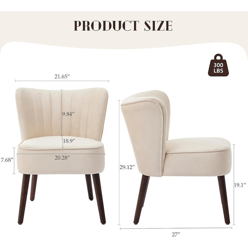 Modern Velvet Accent Chair, Soft Upholstered Living Room Chair with Wooden Legs