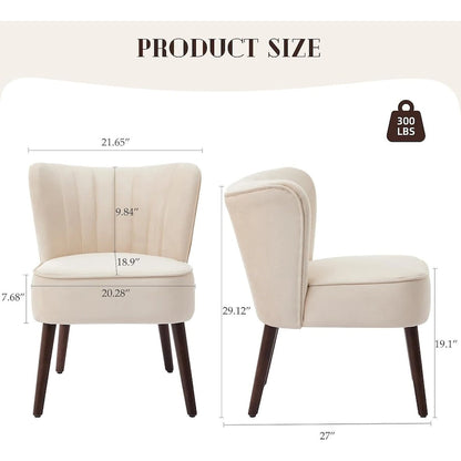 Modern Velvet Accent Chair, Soft Upholstered Living Room Chair with Wooden Legs