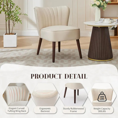 Modern Velvet Accent Chair, Soft Upholstered Living Room Chair with Wooden Legs