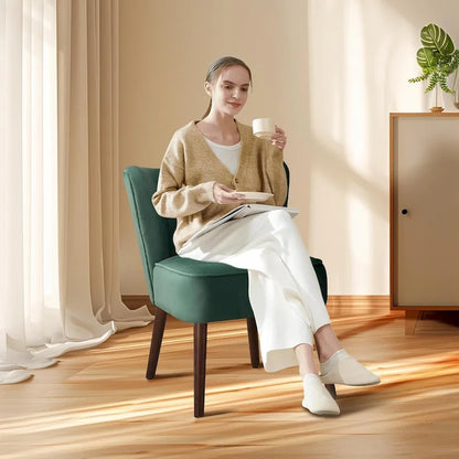 Modern Velvet Accent Chair, Soft Upholstered Living Room Chair with Wooden Legs