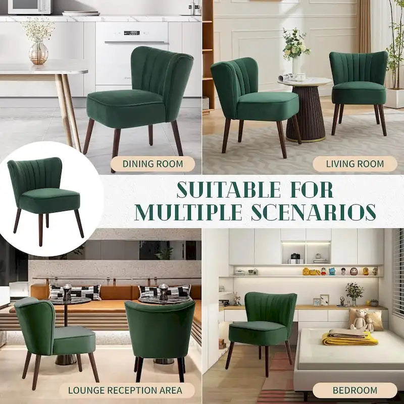 Modern Velvet Accent Chair, Soft Upholstered Living Room Chair with Wooden Legs