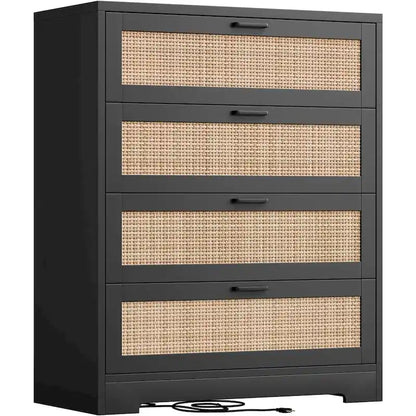 Rattan 4 Drawer Dresser for Bedroom