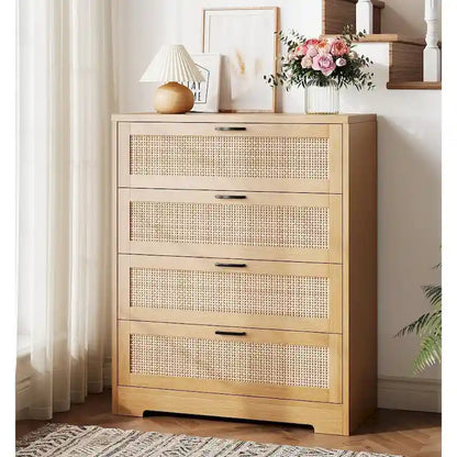 Rattan 4 Drawer Dresser for Bedroom