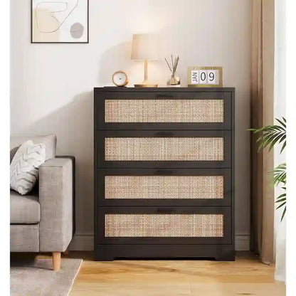 Rattan 4 Drawer Dresser for Bedroom