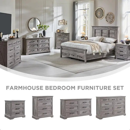 Farmhouse 9 Drawers Dresser Chests for Bedroom, Wood Chest of Drawers