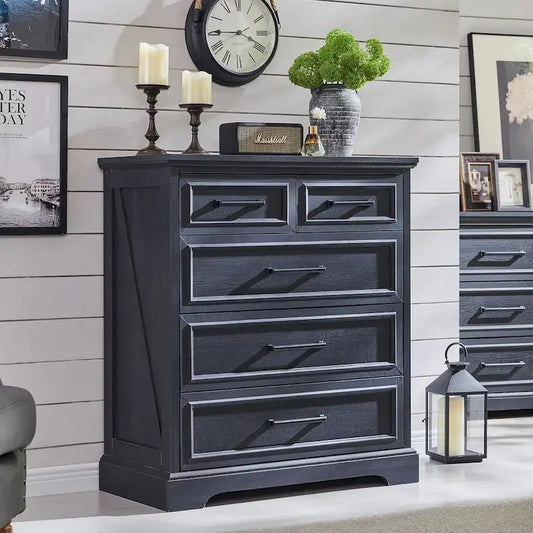 Farmhouse 5 Drawer Dresser for Bedroom, Modern Chest of Drawers
