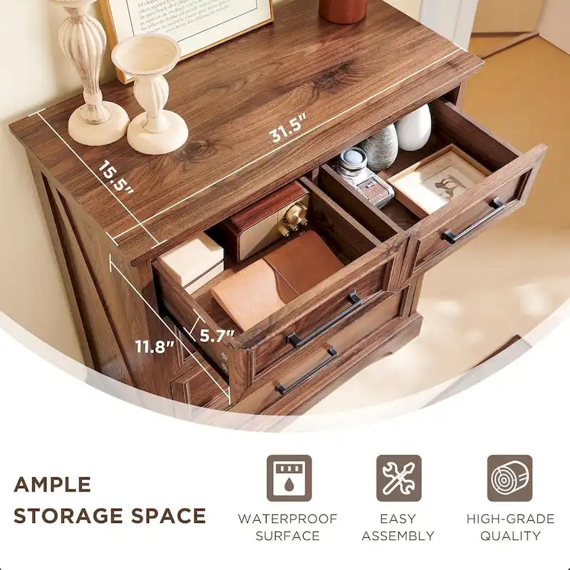 Farmhouse 5 Drawer Dresser for Bedroom, Modern Chest of Drawers