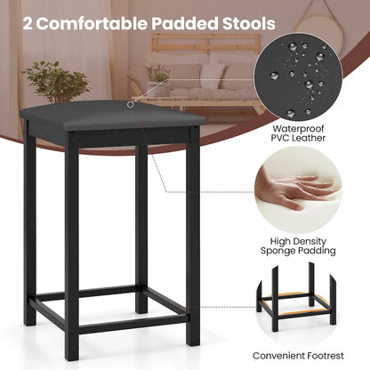 Costway 3 Piece Counter Height Dining Set Faux Marble Table 2 Chairs