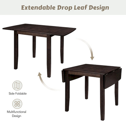 Drop Leaf Breakfast Nook Dining Table Set Small Apartment Dining Table and Chairs Set with 2 X-Back Chairs for Kitchen
