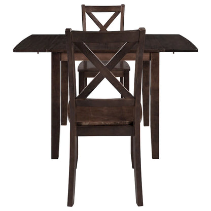Drop Leaf Breakfast Nook Dining Table Set Small Apartment Dining Table and Chairs Set with 2 X-Back Chairs for Kitchen