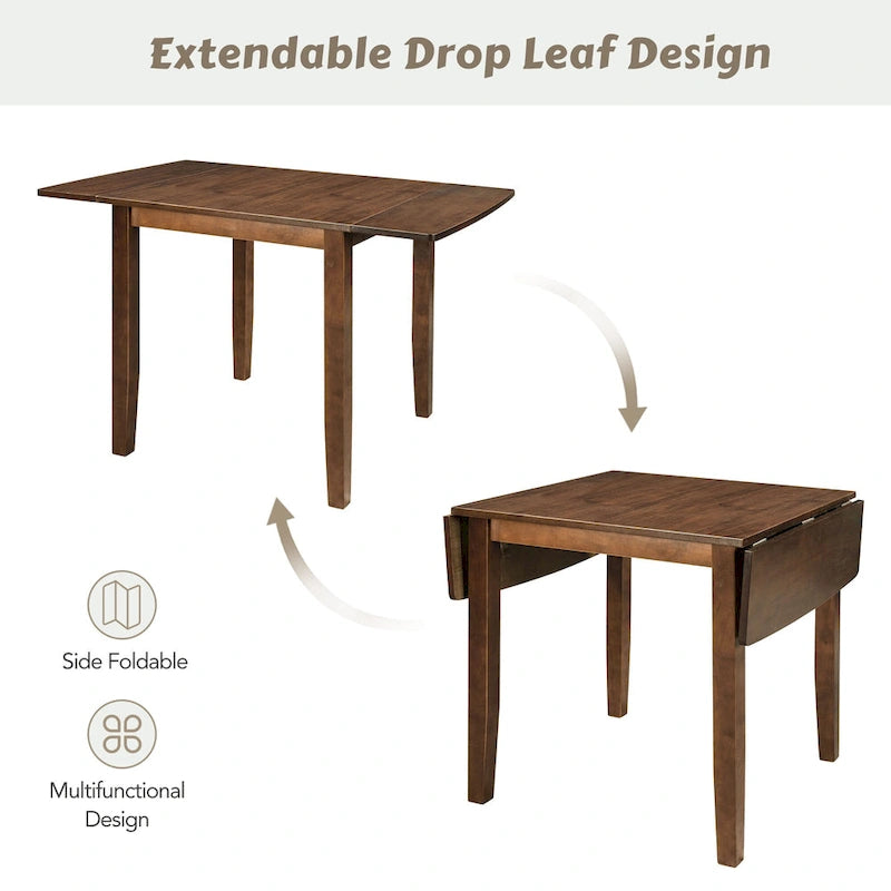 Drop Leaf Breakfast Nook Dining Table Set Small Apartment Dining Table and Chairs Set with 2 X-Back Chairs for Kitchen
