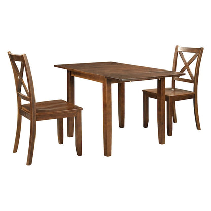 Drop Leaf Breakfast Nook Dining Table Set Small Apartment Dining Table and Chairs Set with 2 X-Back Chairs for Kitchen