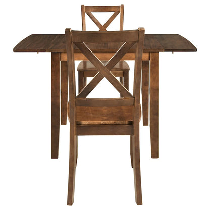 Drop Leaf Breakfast Nook Dining Table Set Small Apartment Dining Table and Chairs Set with 2 X-Back Chairs for Kitchen