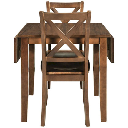 Drop Leaf Breakfast Nook Dining Table Set Small Apartment Dining Table and Chairs Set with 2 X-Back Chairs for Kitchen