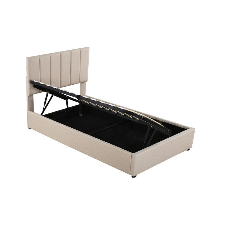 Twin/King Size Upholstered Platform Bed Frame a Hydraulic Storage System, Lift Up Storage Bed with Headboard and Slats Support