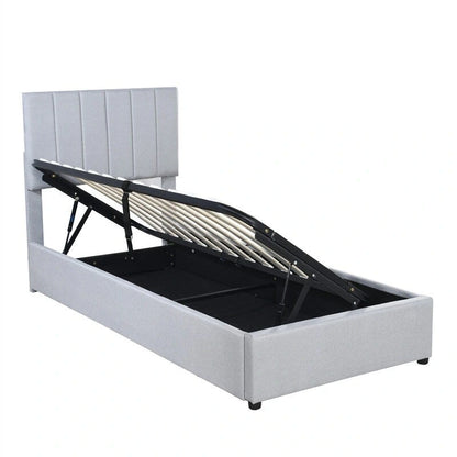 Twin/King Size Upholstered Platform Bed Frame a Hydraulic Storage System, Lift Up Storage Bed with Headboard and Slats Support