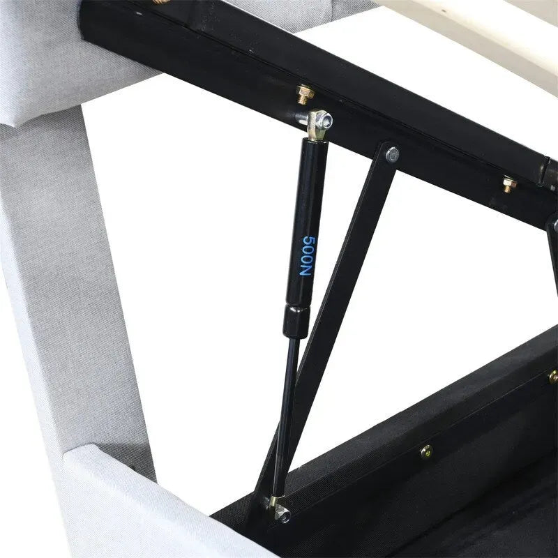 Twin/King Size Upholstered Platform Bed Frame a Hydraulic Storage System, Lift Up Storage Bed with Headboard and Slats Support