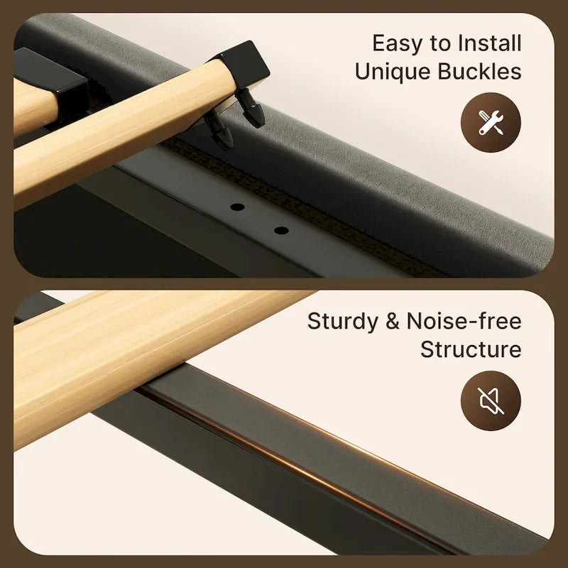 Full/Queen Lift Up Storage Bed with Storage, Upholstered Platform Bed Frame with Modern Wingback Headboard