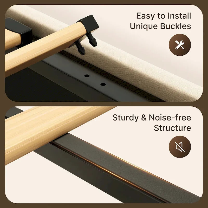 Full/Queen Lift Up Storage Bed with Storage, Upholstered Platform Bed Frame with Modern Wingback Headboard