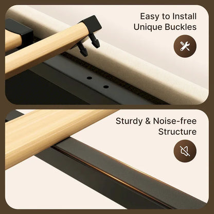 Full/Queen Lift Up Storage Bed with Storage, Upholstered Platform Bed Frame with Modern Wingback Headboard