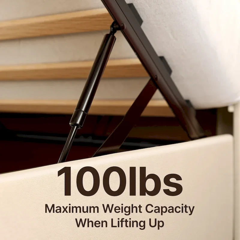 Full/Queen Lift Up Storage Bed with Storage, Upholstered Platform Bed Frame with Modern Wingback Headboard