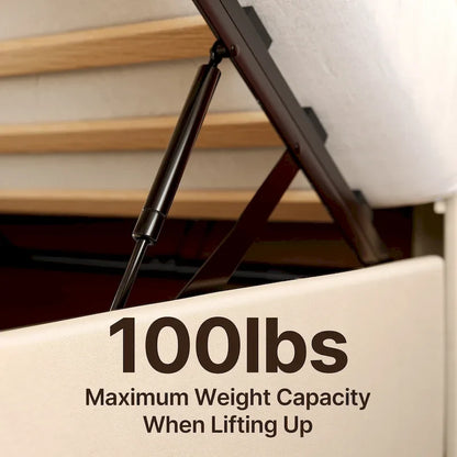 Full/Queen Lift Up Storage Bed with Storage, Upholstered Platform Bed Frame with Modern Wingback Headboard