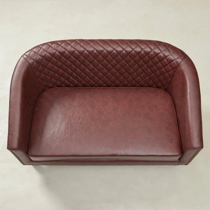 KINWELL 50W Tufted Faux Leather Upholstered Small Loveseat Sofa