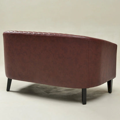 KINWELL 50W Tufted Faux Leather Upholstered Small Loveseat Sofa