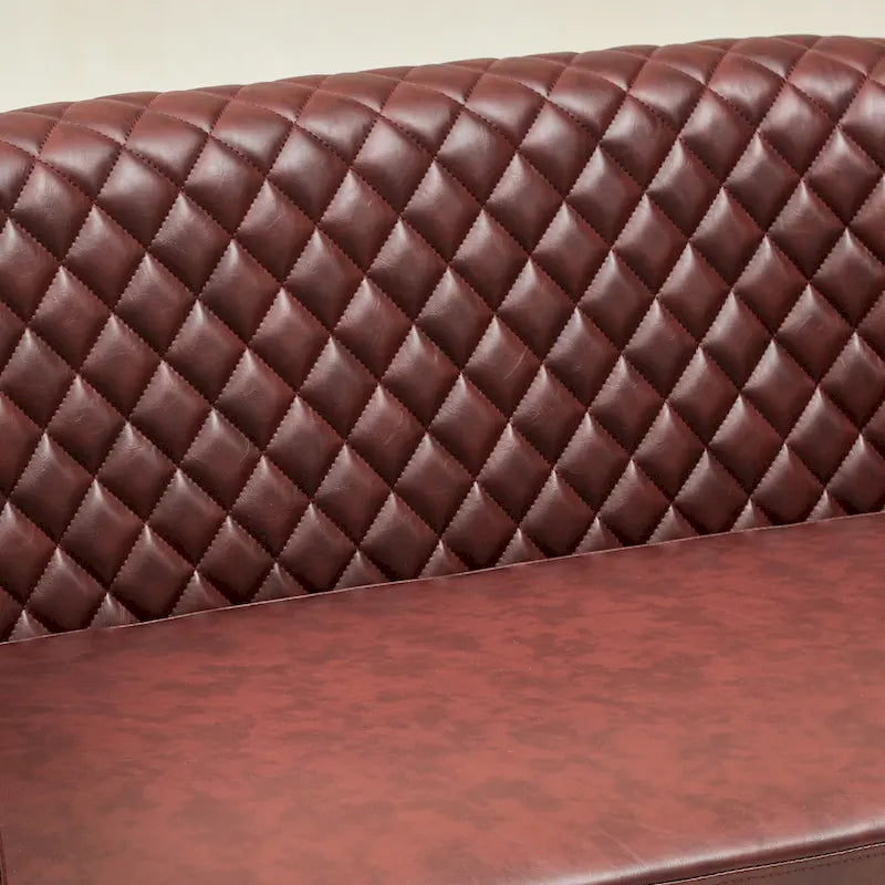 KINWELL 50W Tufted Faux Leather Upholstered Small Loveseat Sofa