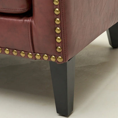 KINWELL 50W Tufted Faux Leather Upholstered Small Loveseat Sofa