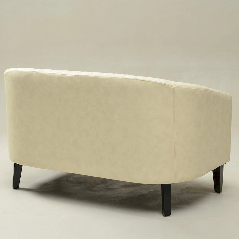 KINWELL 50W Tufted Faux Leather Upholstered Small Loveseat Sofa