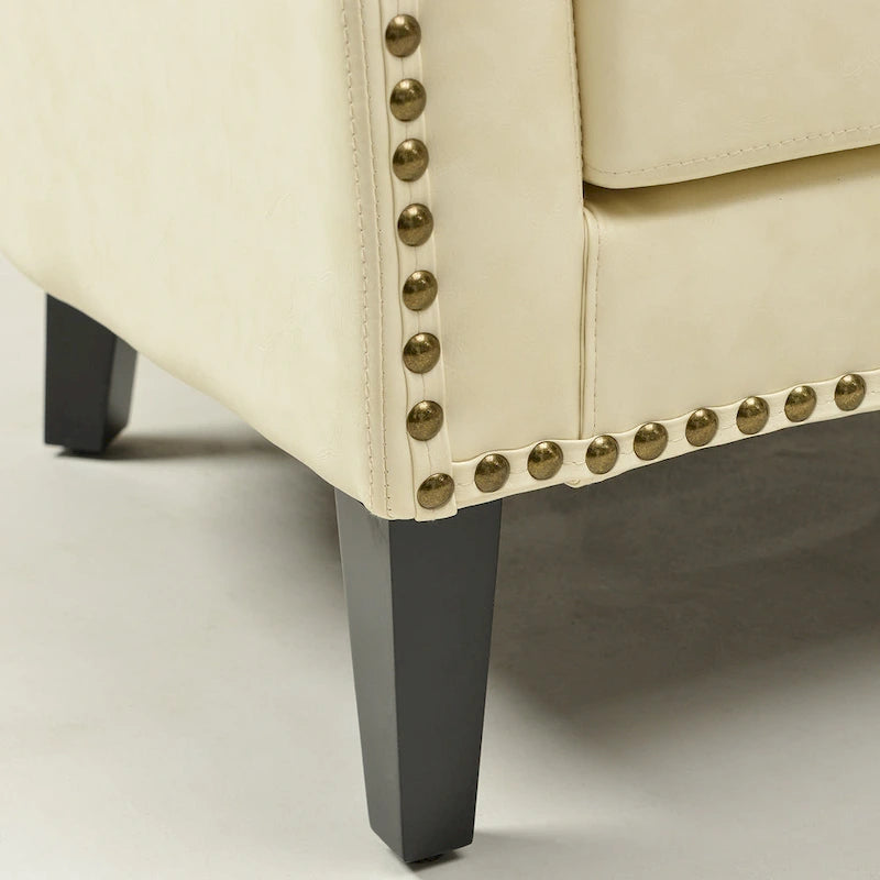 KINWELL 50W Tufted Faux Leather Upholstered Small Loveseat Sofa