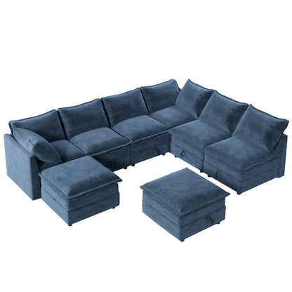 126 Polyester 8-Piece Modular Sofa Bed with Storage, Faux Double-Layer Cushions and Customizable Configuration