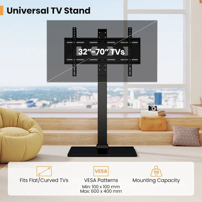 Gymax Floor TV Stand Universal TV Stand for 32-70 Inch TVs up to 110