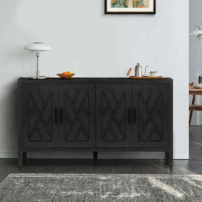 60 Modern Farmhouse Accent Cabinet with 4 Doors & Adjustable Shelf