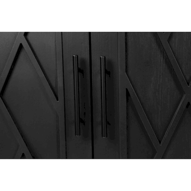 60 Modern Farmhouse Accent Cabinet with 4 Doors & Adjustable Shelf