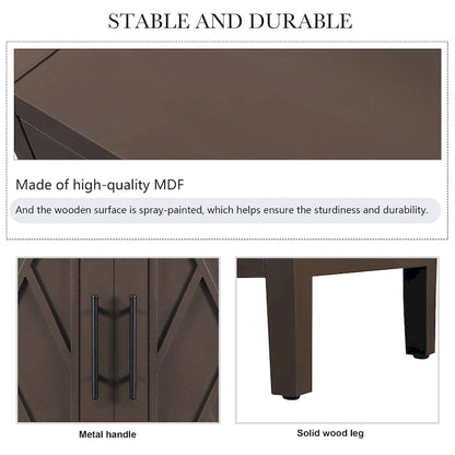 60 Modern Farmhouse Accent Cabinet with 4 Doors & Adjustable Shelf