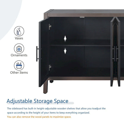 60 Modern Farmhouse Accent Cabinet with 4 Doors & Adjustable Shelf