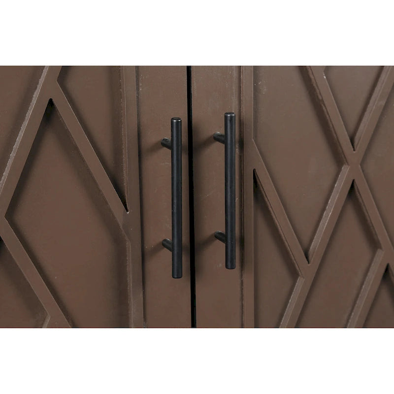 60 Modern Farmhouse Accent Cabinet with 4 Doors & Adjustable Shelf