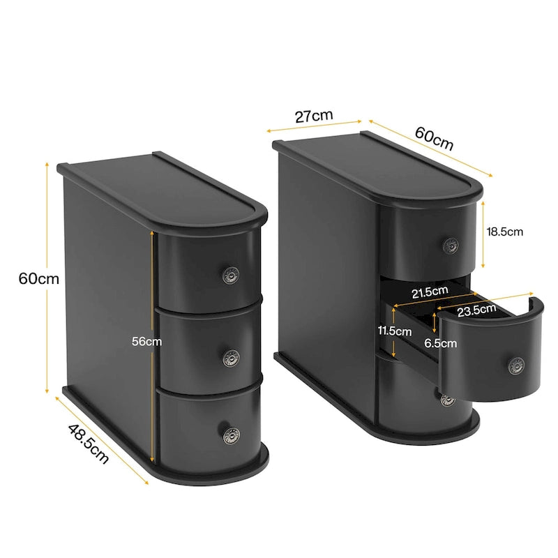 2 Drawer Narrow Side Table, Wood End Table