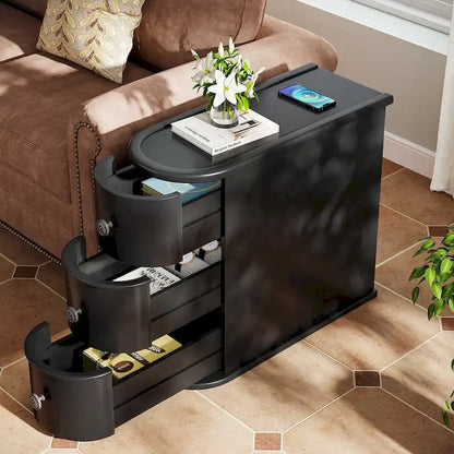 2 Drawer Narrow Side Table, Wood End Table