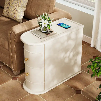 2 Drawer Narrow Side Table, Wood End Table