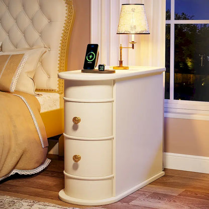 2 Drawer Narrow Side Table, Wood End Table